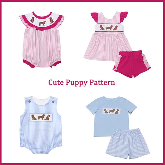 Embroid puppy sibling set